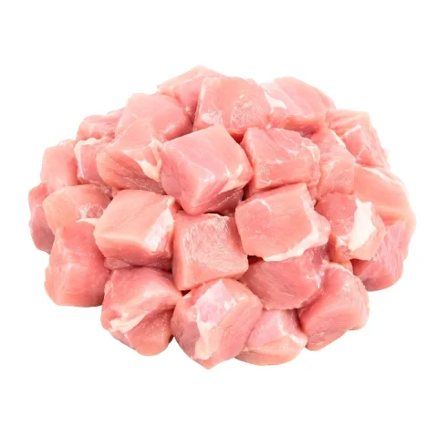 Boneless chicken leg — kakugiri cubes — product reference photograph