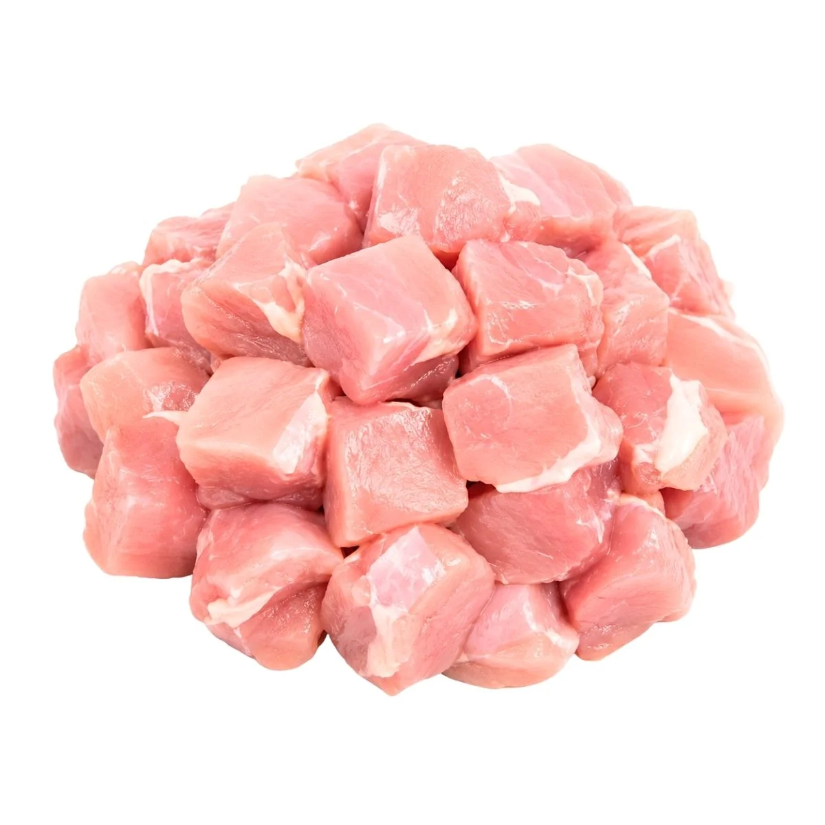 Boneless chicken leg — kakugiri cubes — product reference photograph